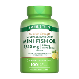 Omega 3 Mini Fish Oil 1340 Mg con esencia de limón - 100 Cápsulas Blandas