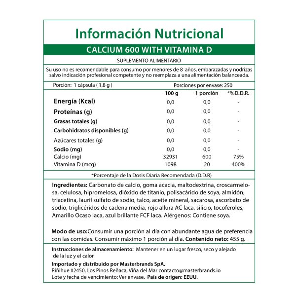 Calcio 600 mg + Vitamina D3 - Imagen 3