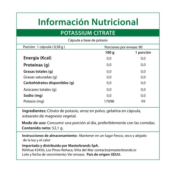 Citrato de Potasio 275 mg - 90 Cápsulas - Imagen 4