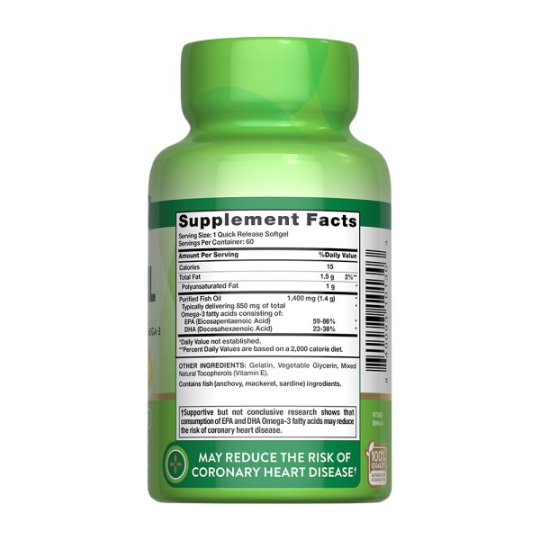 Omega 3 Fish Oil 1400 Mg con Esencia de Limón - 60 Cápsulas Blandas - Imagen 3