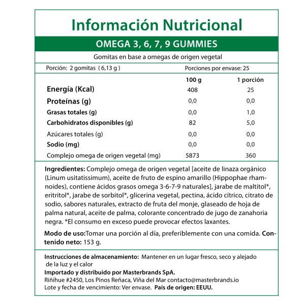 Gomitas de Omega 3-6-7-9 Vegano 360 Mg - 50 Gomitas Veganas - Imagen 4