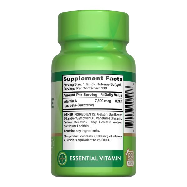 Betacaroteno 25.000 UI (7500 Mcg) - 100 Cápsulas Blandas - Imagen 3
